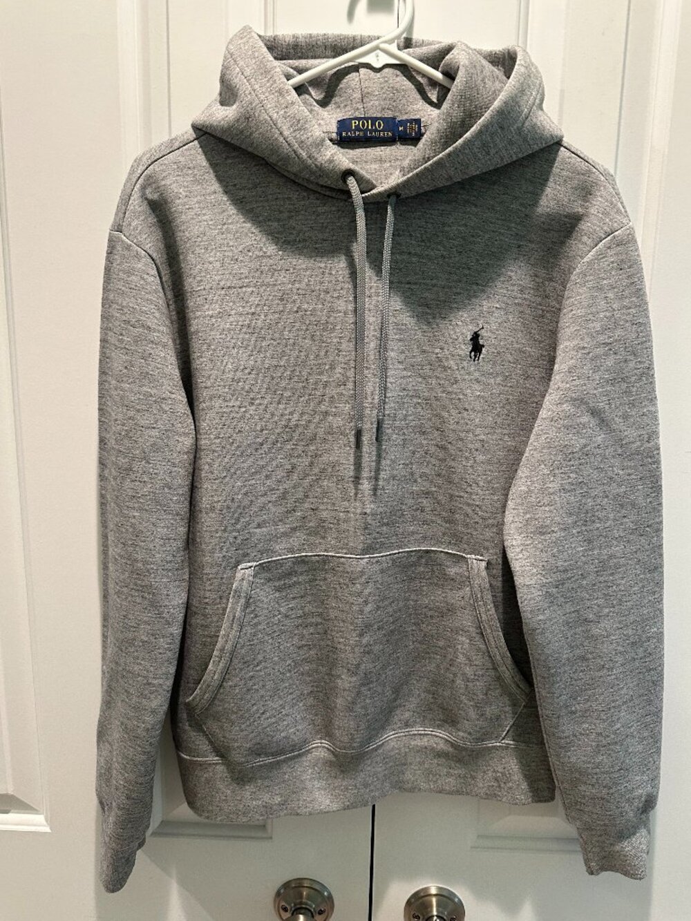 Polo Ralph Lauren Men's Heather Gray Fleece Pullover Hoodie M Black Pony Logo